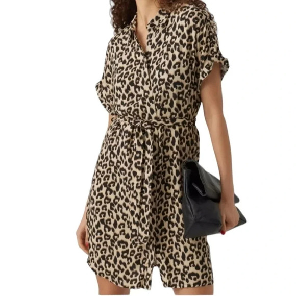 Vero Moda Dresses & Skirts - Vero Moda Simply Easy Shirt Tie Dress Animal leopard Print - Size XS